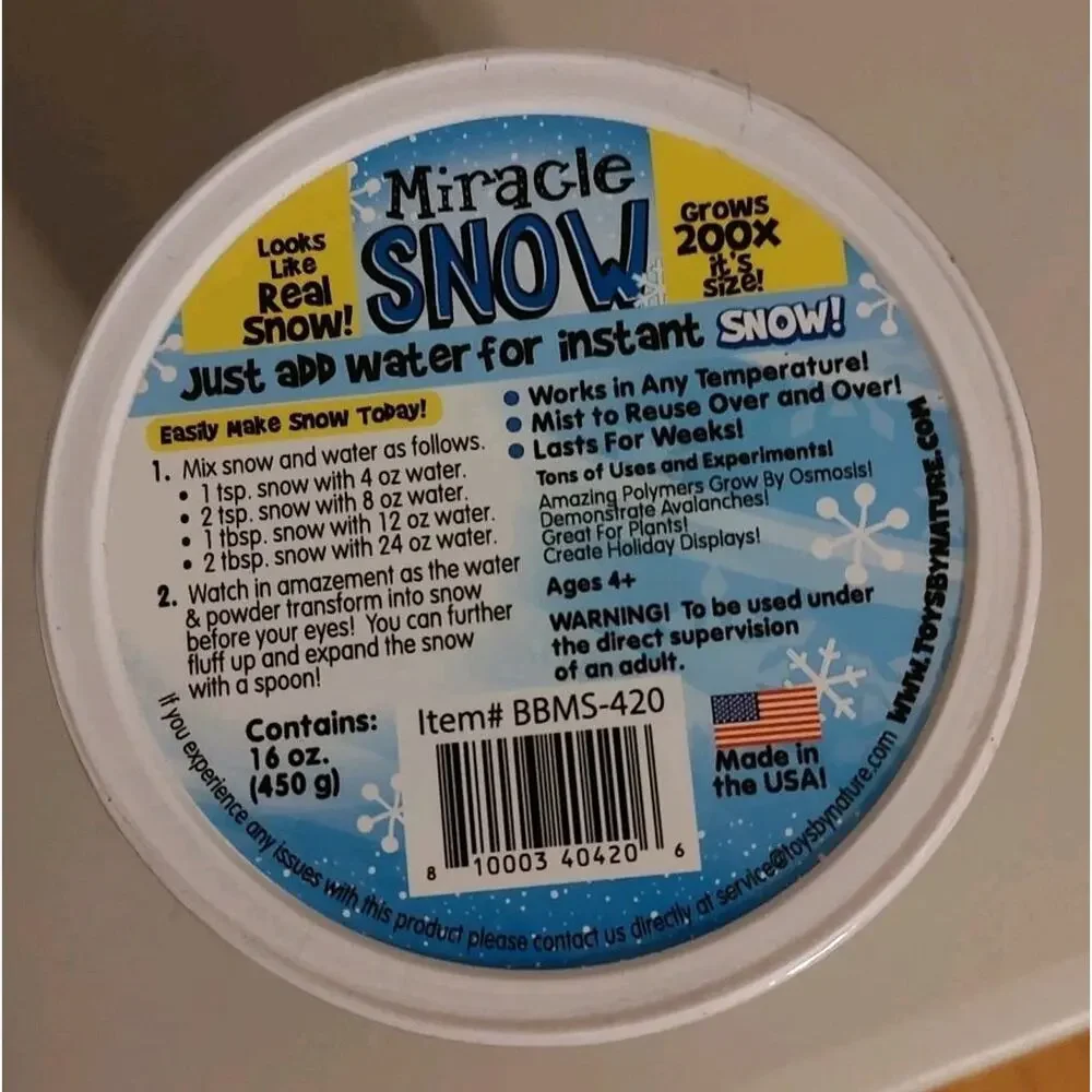 Toys By Nature Miracle Snow 1 Pound Bucket - Brand New